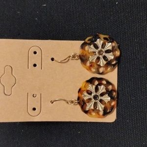 Dangle Tortoise Shell Pierced Earrings